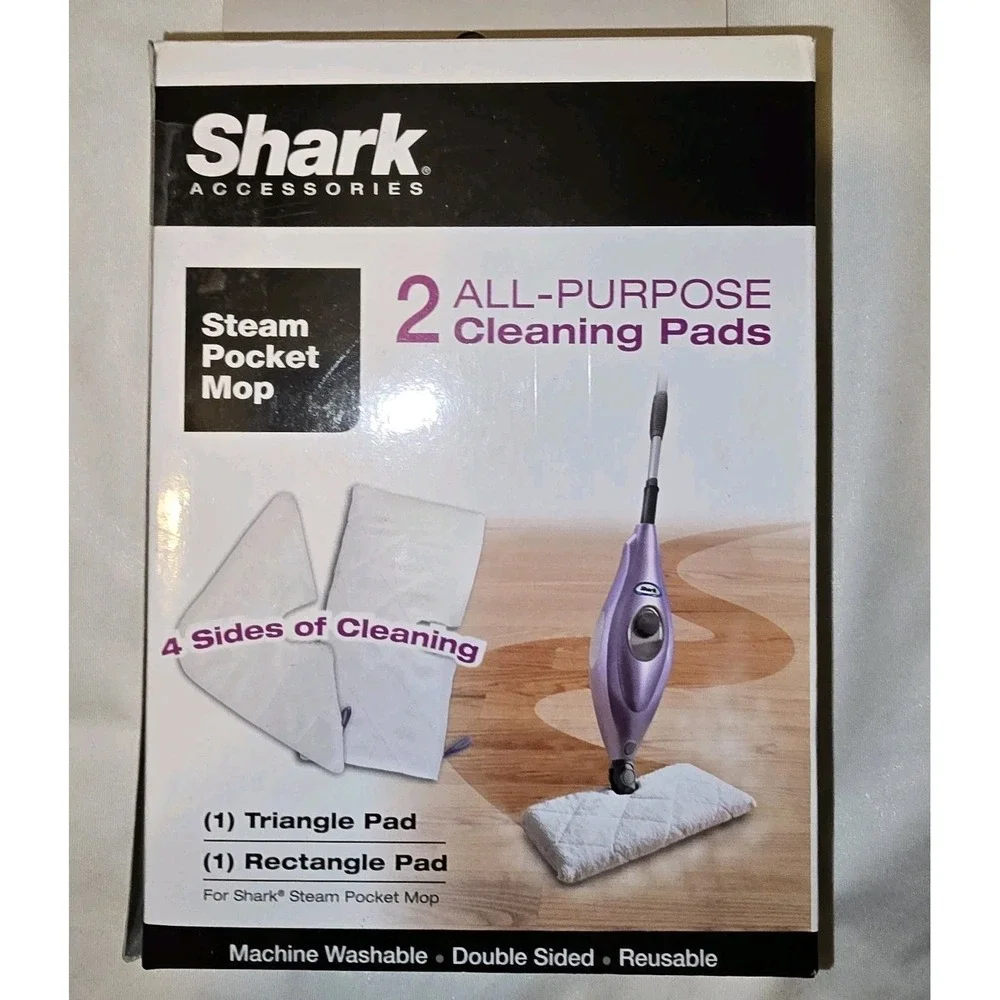 2 Shark ~Steam Pocket Mop~ All-Purpose Cleaning Pads (1 Rectangle & 1 Triangle)